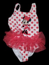 Minnie Mouse One Piece Swimsuit Girls 3T Polka Dots Disney NEW