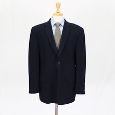 Joseph  Feiss 46R Navy Sport Coat Blazer Jacket Solid 2B Wool