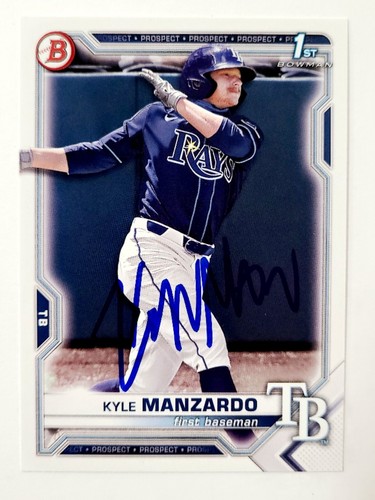 2021 Bowman Draft 1st TAMPA BAY RAYS Kyle Manzardo SIGNED RC CARD AAC COA 🔥  - Picture 1 of 3