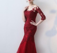 Women's Evening Dress Off Shoulder Marry Compere Party High Waist Long Skirt New