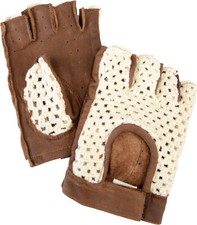Guanti Da Guida half finger pelle e rete mezze dita moto auto vintage autista