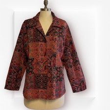 Travelsmith Womens Tapestry Patchwork Paisley Floral Blazer Jacket 1x