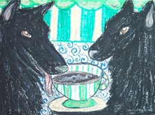 BELGIAN SHEEPDOG Drinking Coffee Dog Pop Art Print 8x10 Signed by Artist KSAMS
