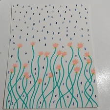 9x12 Inch Acrylic Painting On Watercolor Paper Title Spring Rain Flowers A1