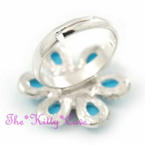 Turquesa y Violeta Shabby Boho Chic Retro Étnico Plata Floral Margarita Flor Anillo Foto 4 de 4