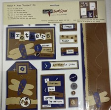 Brothers Friends Brotherly Love Scrapbook Pages Tags 12 x12 New Kit