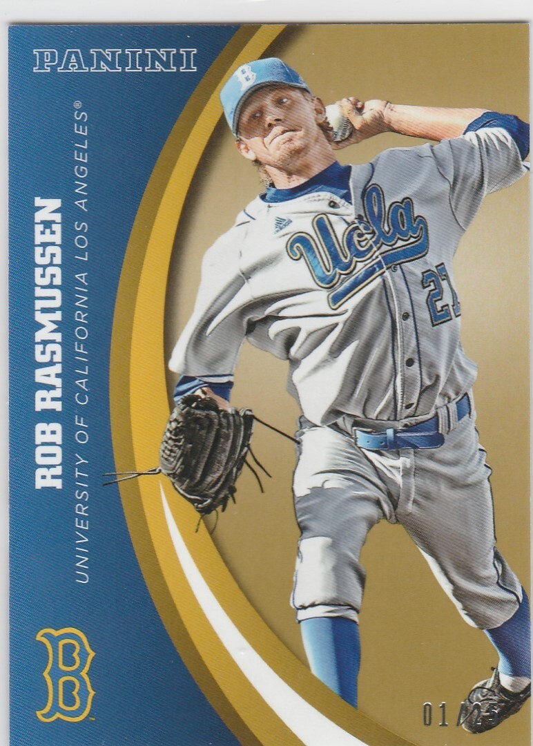 Rob Rasmussen Baseball ROB RASMUSSEN 2015 PANINI UCLA COLLEGIATE #47 GOLD PARALLEL SERIAL #'D ...