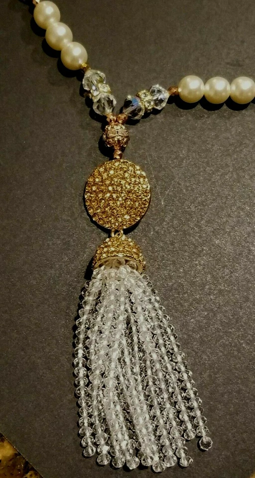 Collar Colgante Anthropologie BAUBLEBAR Tono Dorado Imitación Perla Borla 22" Nuevo con Etiquetas Foto 4 de 4