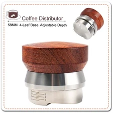 58mm Coffee Distributor Espresso Leveler Tool Adjustable Depth 4 Blade Base