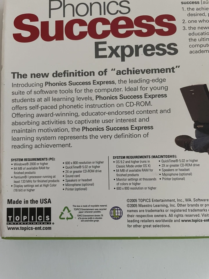 Phonics Success Express (Ages 5-9  / Grades K-4) Reading Topics WIN MAC CD-ROM  - Image 3 of 4