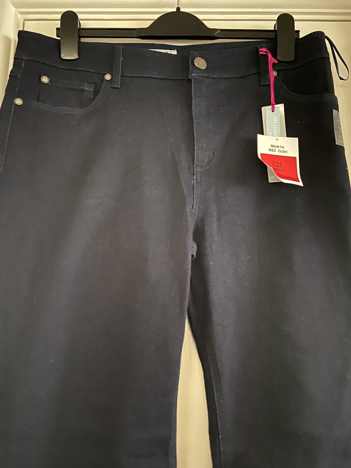 Marks and Spencer Womens Denim Indigo Straight Leg Jeans Size 16 Short