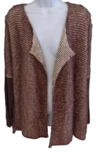 Simply Noelle Sweater Woman's L/XL Long Sleeve  Brown Open Cardigan Shawl Soft  