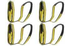 4 Pack 1" x 3' 2-Ply Yellow Polyester Lifting Slings Flat Eyes 3200 lbs WLL Tow