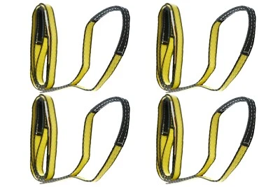 4 Pack 1" x 3' 2-Ply Yellow Polyester Lifting Slings Flat Eyes 3200 lbs WLL Tow