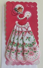 Darling New LuRay  Meri Christmas  Hankie Card  Mailable Handkerchief Keepsake