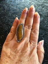 Yellow Tiger's Eye Ring Size 8 Traditional Rope Design Artisan Southwest