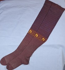 BEST VICTORIAN PURPLE PRINTED STOCKINGS, NEVER USED