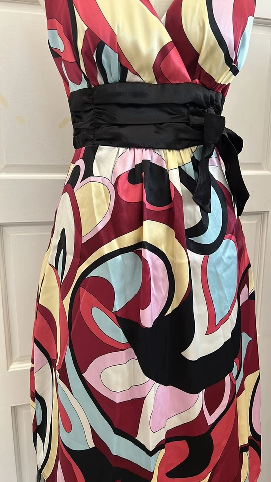 LOVE TEASE Y2K Retro Multicolored Floral Geometric Print Dress - Image 4 of 4