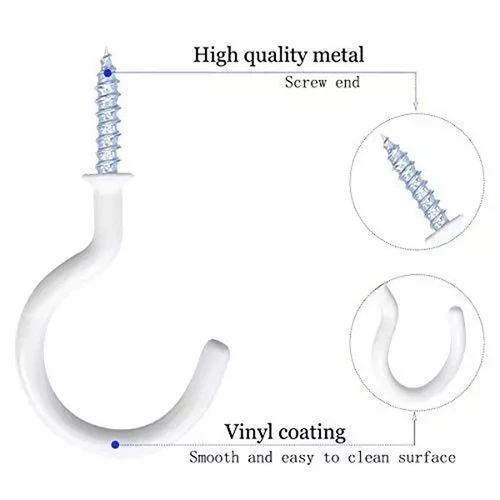 30/60PCS Vinyl Coated Ceiling Hooks,Screw-In Mug Hooks,Kitchen Wall Hooks NEW - Bild 4 von 19