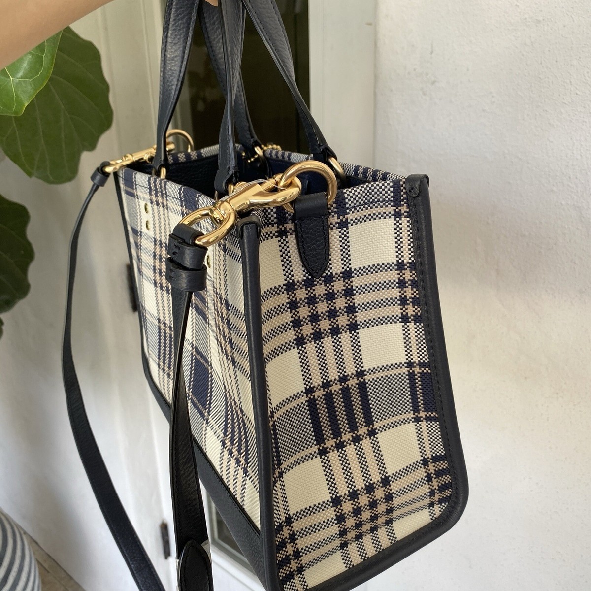 Coach C8201 Dempsey Carryall with Garden Plaid Print Women