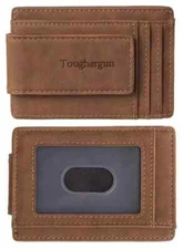 Toughergun Genuine Leather Magnetic Front Pocket Money Clip Wallet RFID Blocking