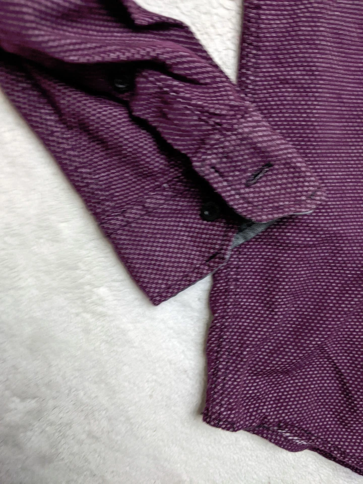Marc Ecko Cut Sew Mens S Purple Button Shirt Birdseye Flip Cuff - Image 4 of 4