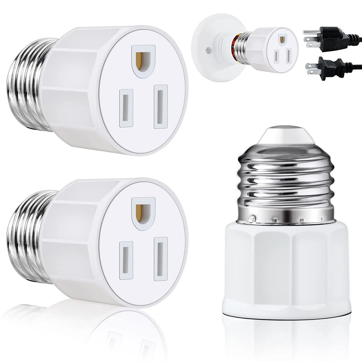 3 Adaptador De Enchufe A Enchufe Con Clavija De Luz Adaptador De