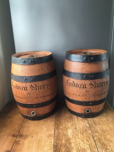 PAIR OF 2 CADOZA SHERRY BY STOWELLS OF CHELSEA BARREL KEG BEDSIDE LAMP UPCYCLE - Photo 1 sur 12