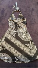 Dress Maxi Long Grey Gray White L Large NEW NWOT