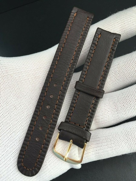 CORREA-STRAP WATCH CUERO LEGITIMO MARRÓN MILITARY 16MM "VINTAGE 1970"