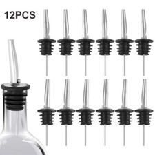 12 Pack Stainless Steel Bottle Pourers Tapered Spout Liquor Pourers