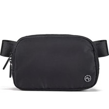 Two Way Zipper Fanny Pack Nylon Everywhere Belt Bag for Women, Water Black