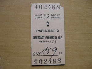 Ticket Sncf System Edmondson Paris A Neustadt Weinstr 2 Cl Ebay