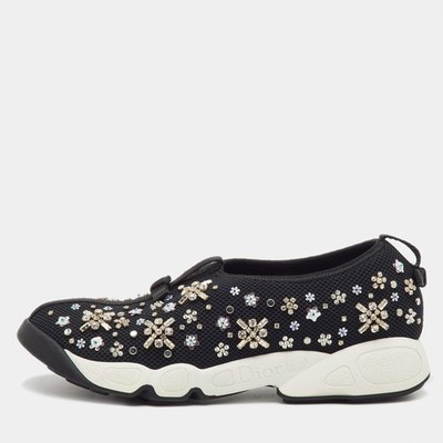 Dior Sneaker schwarz mit Kristallverzierung Mesh Fusion Größe 38,5