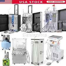 Portable Dental Delivery Cart Unit Silent Oil-Free Air Compressor Suction System