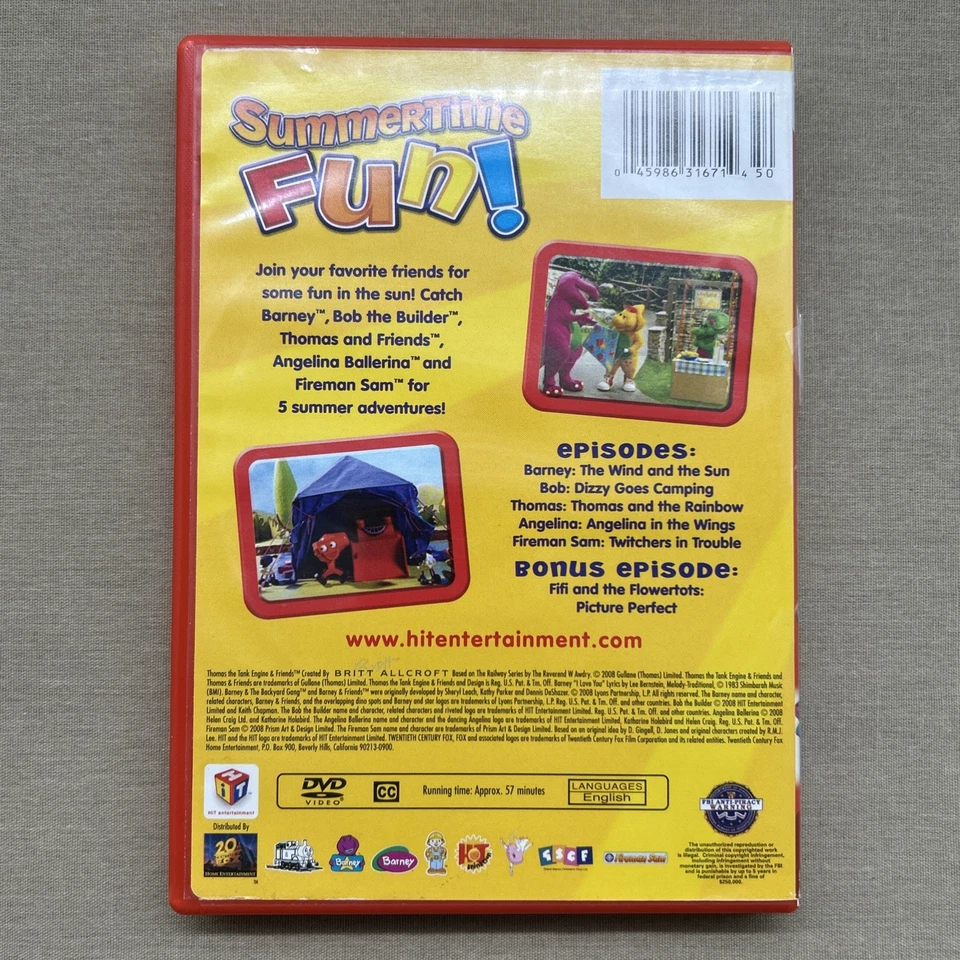Summertime Fun! (DVD 6 Eps) Barney Bob Builder Fireman Sam Thomas Angelina Fifi - Image 2 of 4