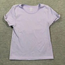 Elodie Shirt Womens M/L Purple Ribbed Short Sleeve Stretch Casual y2k grunge