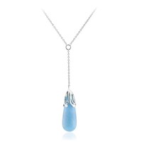 Cavill Azurblauer Quarz Collier 15,03Ct Tropfen 925 Silber Rhodiniert
