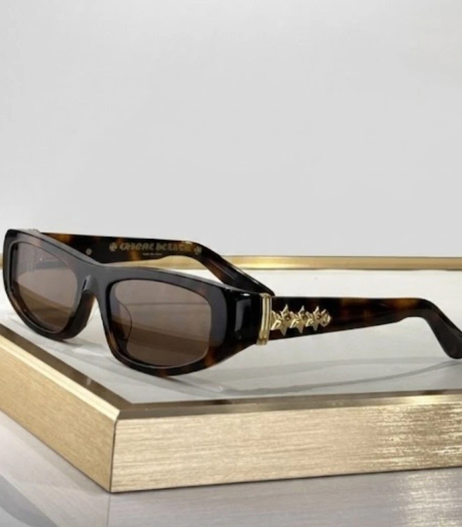 CHROME HEARTS ROLLER Sunglasses Brown Tortoise Gold Detail Luxury Designer