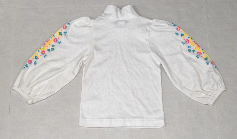 Vintage Toddler Shirt OshKosh 3T 80s Floral Balloon Sleeve High Neck Made USA - Image 2 of 4