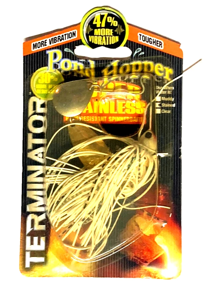 TERMINATOR Súper Inoxidable 1/8oz RARO Tolva de Estanque Blanco Shad Spinnerbait Foto 2 de 4