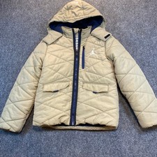 Jordan Air Jordan Kids Size Medium 10-12 Khaki Puffer Fleece Lined Jacket Coat