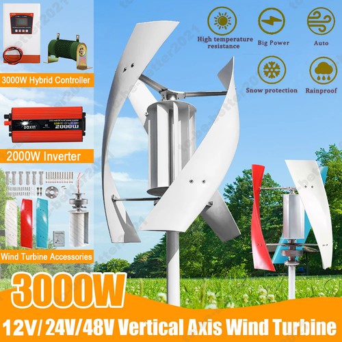 3000W 12V 24V 48V Vertical Axis Wind Turbine Generator Inverter ...