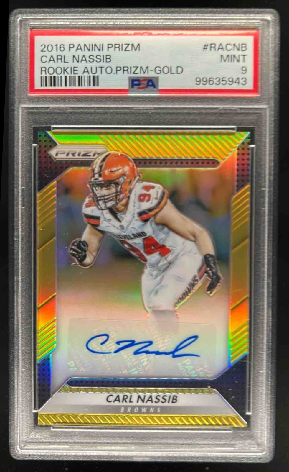 Carl Nassib Panini Prizm Rookie Autograph Prizm #RACNB Gold