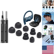 Black Silicone Ear Tips for Powerbeats Pro  Beats - 8 Pairs with Cleaning Pen