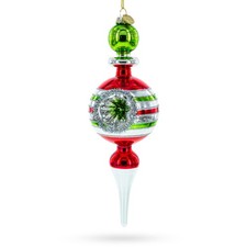 Vintage Multicolored Finial Retro-Inspired Blown Glass Ornament