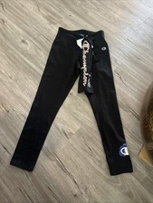 NWT Champion Script Logo Spellout Stretch Cotton Black Leggings Small