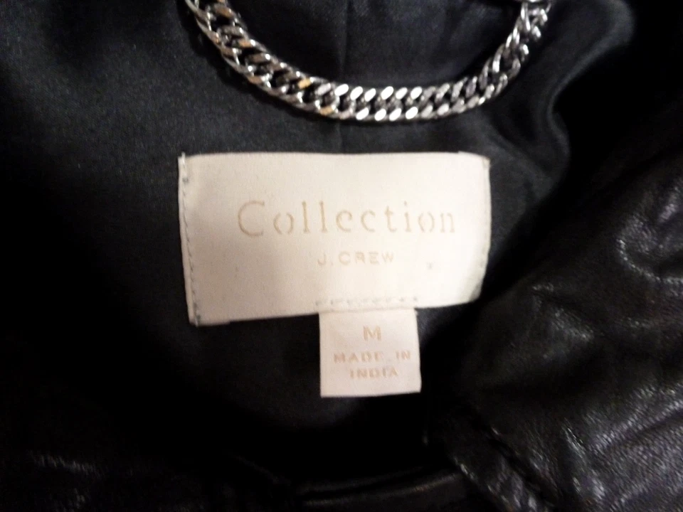 J. Crew Collection Lambskin Motorcycle Leather Jacket Womens M Black Zip Rock - Image 4 of 4