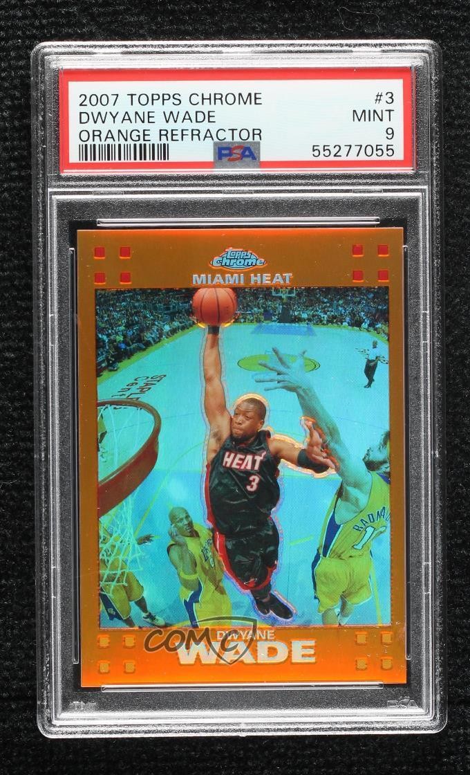 2007-08 Topps Chrome Orange Refractor 122/199 Dwyane Wade #3 PSA 9 MINT HOF 06o9