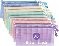 10 Pack Mesh Zipper Pouch Bags -Size Waterproof Zipper Bags Organizer A6